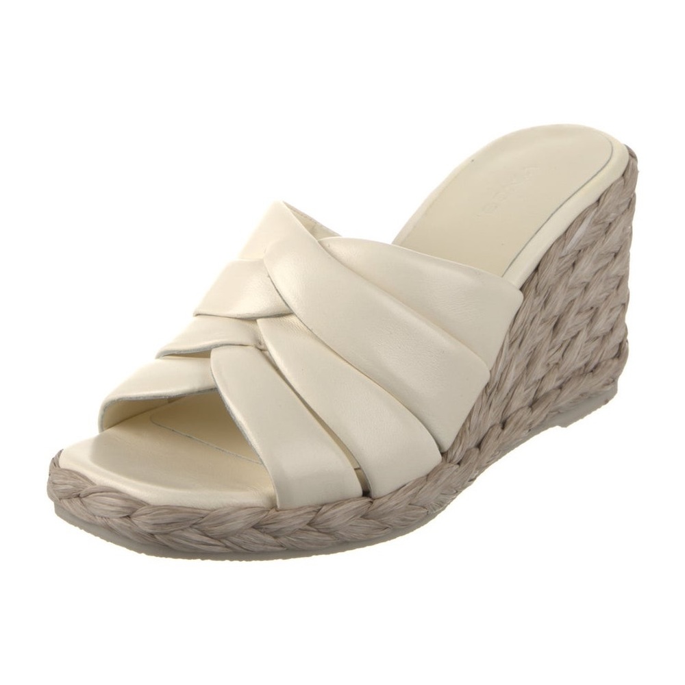 NWOT Vince Gilian Square Toe Woven Strap Espadrille Wedge Heel Sandals Size 9